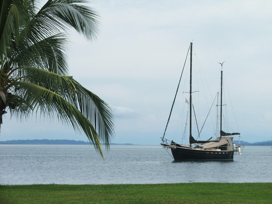 Yacht anchored just off the Bocas del Toro marina.