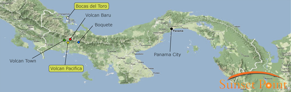 Map of Panama: showing Bocas del Toro; and the Volcan Pacifica development.